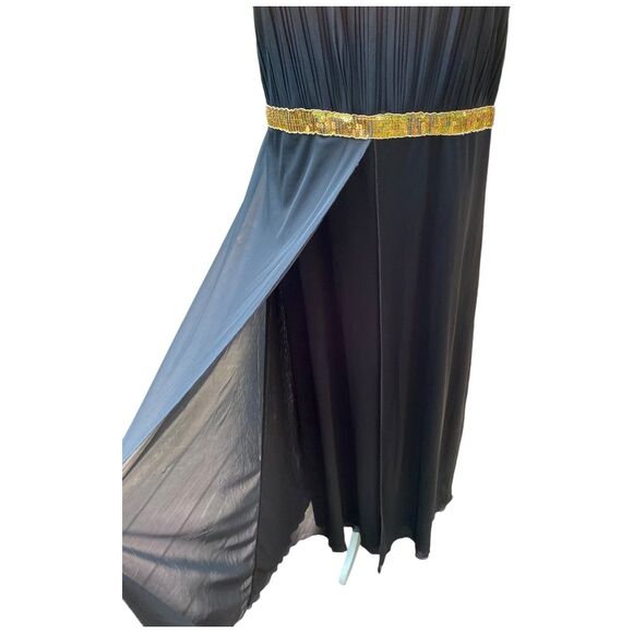 Nikki Mae Black Gold sequinned trim Empire Waist Evening Prom Maxi dress size 20 - Picture 6 of 9